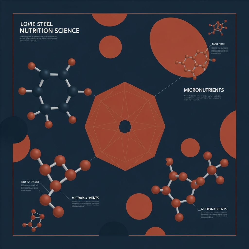 Scientific visualization of nutrition science with abstract geometric representations of macronutrients and micronutrients